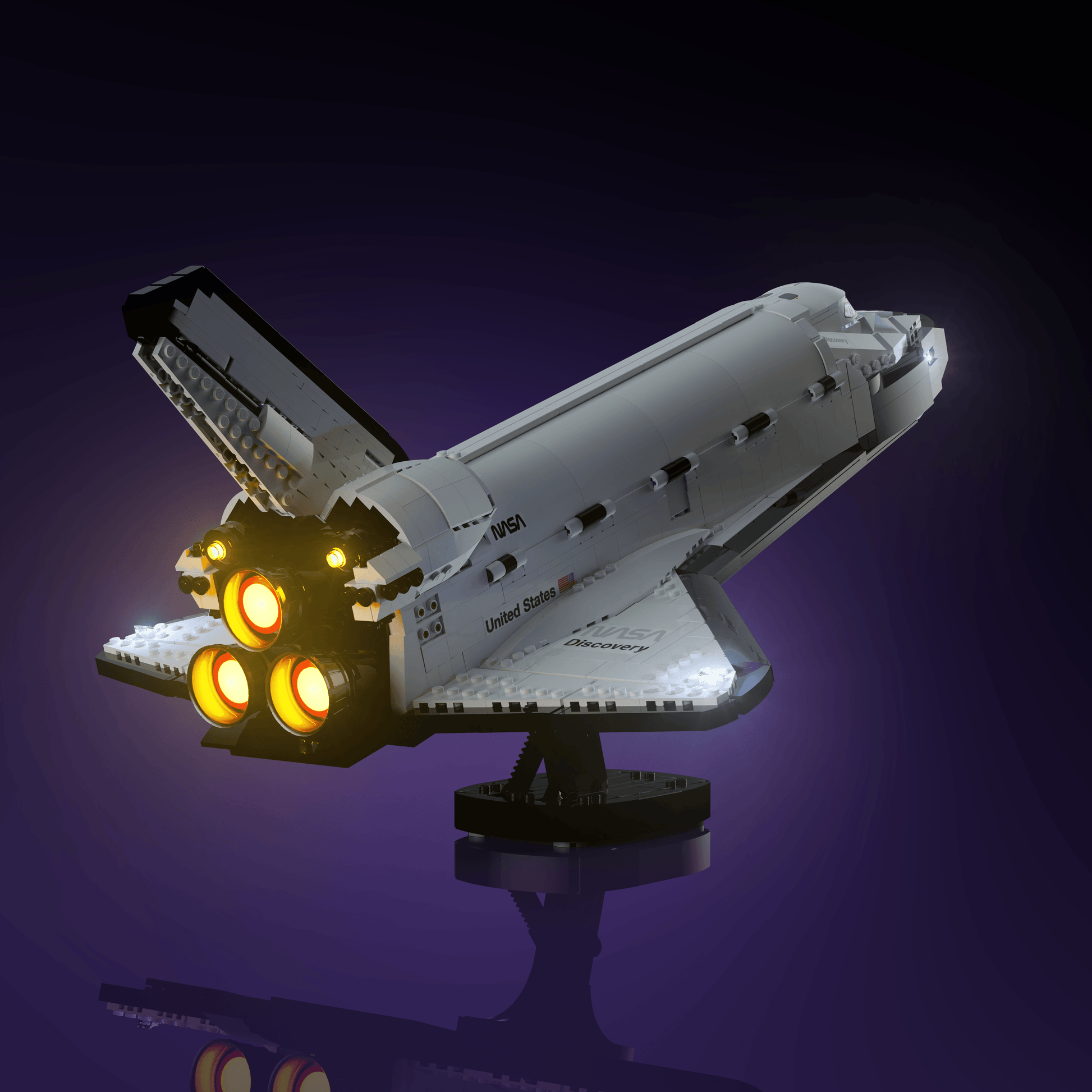 LEGO NASA Space Shuttle Discovery compatible LED kit with color-coded lights pre-cut wires tool-free install and reversible setup