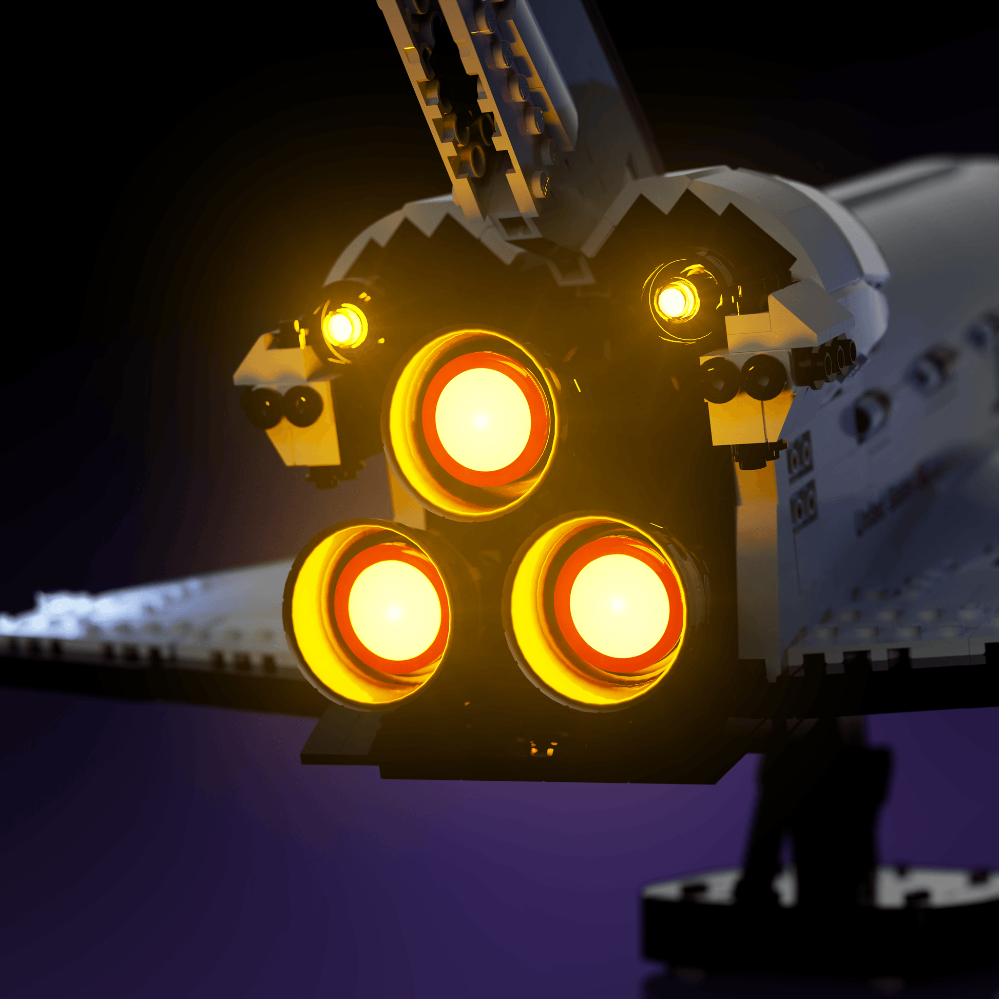 light kit for the LEGO NASA Space Shuttle Discovery build illuminates structural depth windows and decorative detail for display