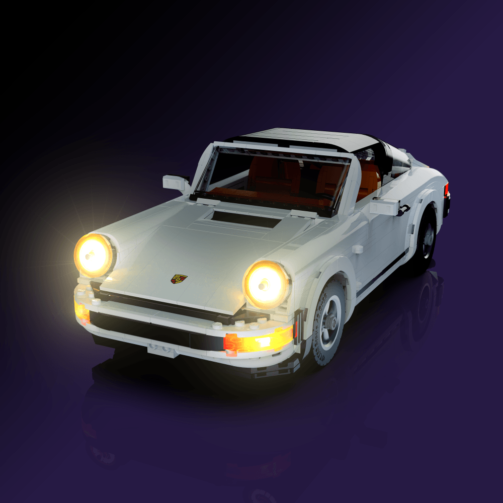 LED light kit for LEGO Porsche 911 model with USB and battery powered glow upgrade for adult builders display