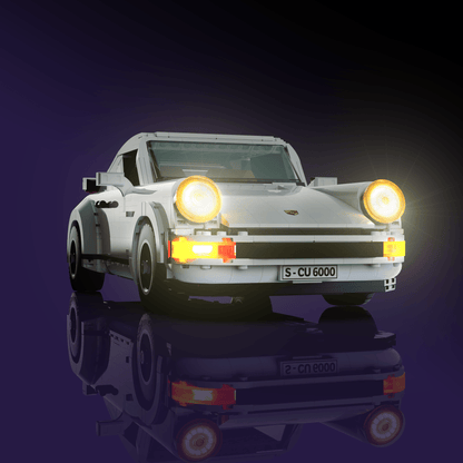 lighting kit for LEGO Porsche 911 adds illuminated windows interiors and detail to the finished build for shelf display