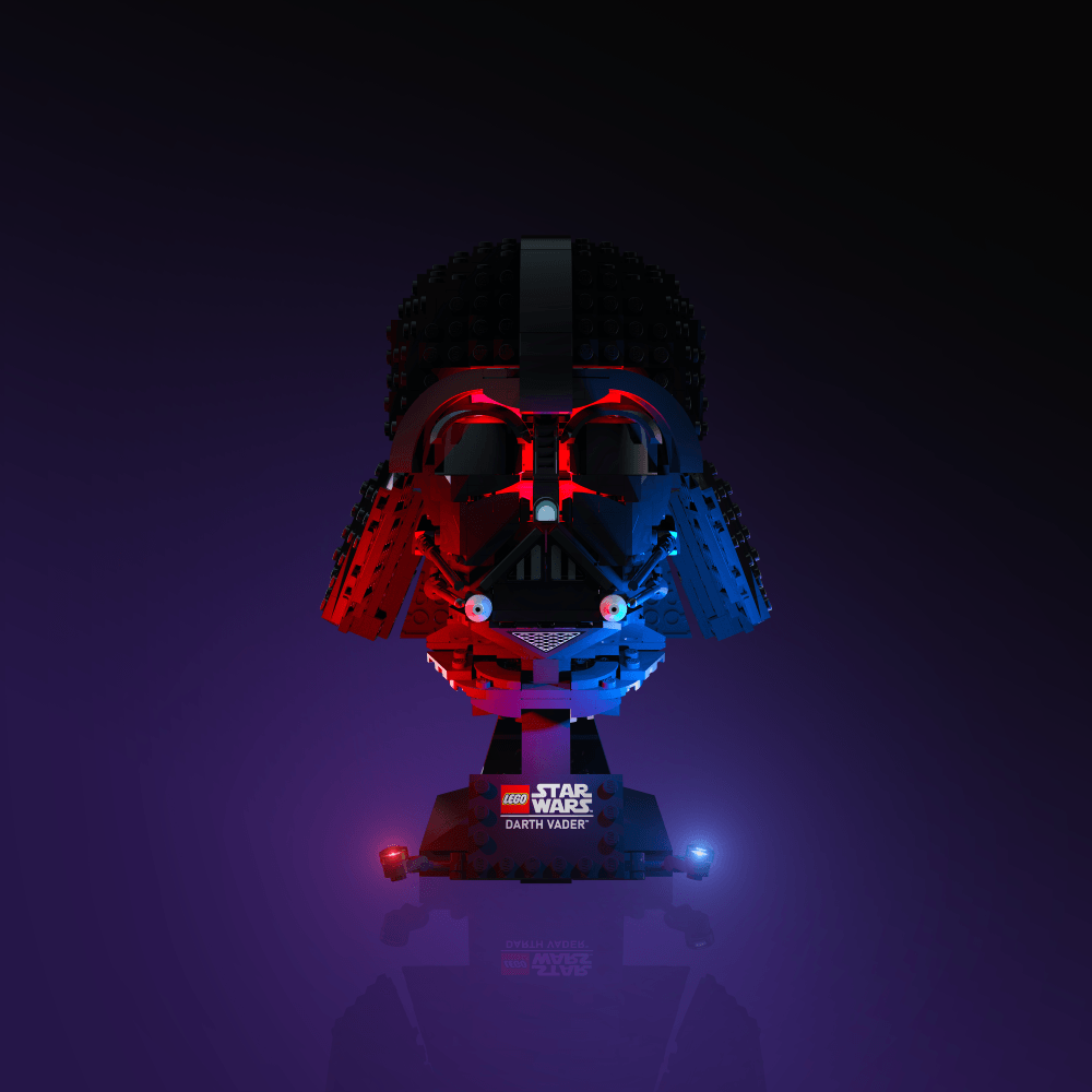 LED light kit for LEGO Star Wars Darth Vader Helmet model with USB and battery powered glow upgrade for adult builders display