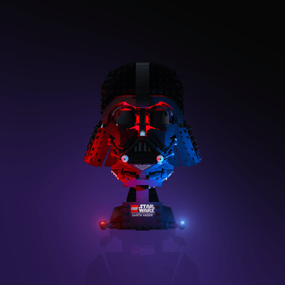 LED light kit for LEGO Star Wars Darth Vader Helmet model with USB and battery powered glow upgrade for adult builders display