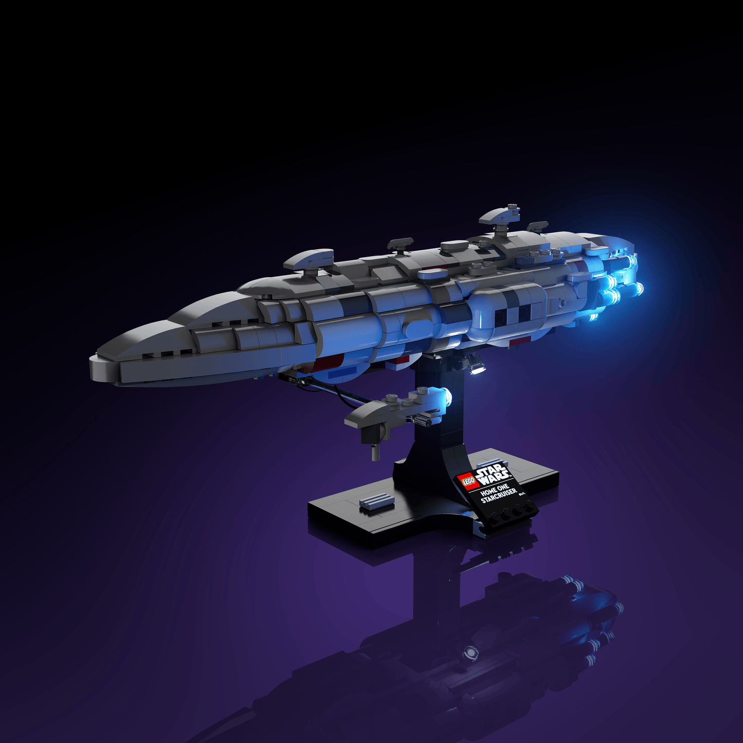 LED light kit for LEGO Star Wars Home One Starcruiser model with USB and battery powered glow upgrade for adult builders display