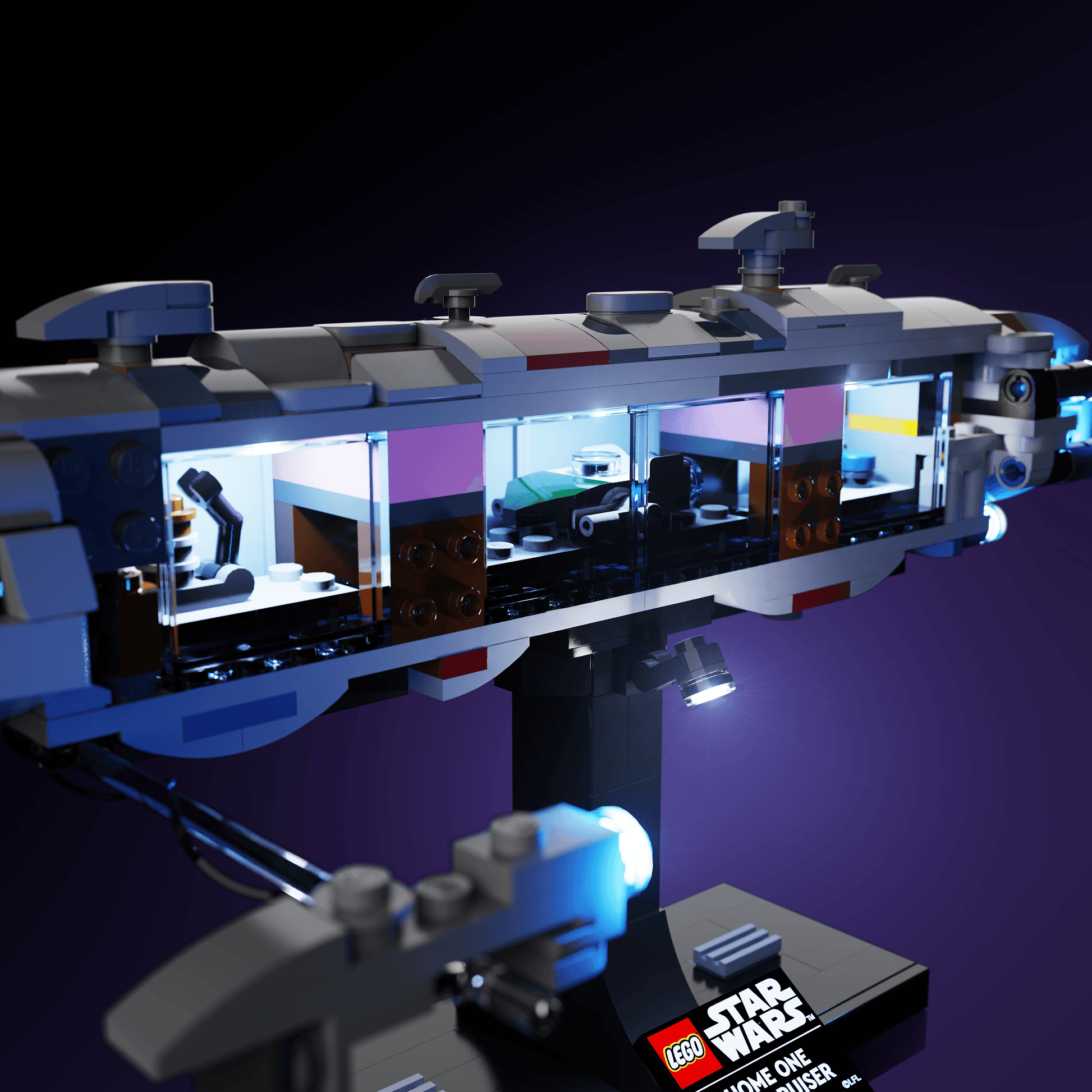 LED light kit for LEGO Star Wars Home One Starcruiser model with USB and battery powered glow upgrade for adult builders display