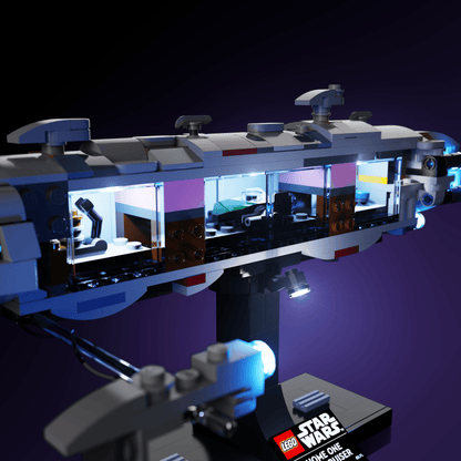 LED light kit for LEGO Star Wars Home One Starcruiser model with USB and battery powered glow upgrade for adult builders display