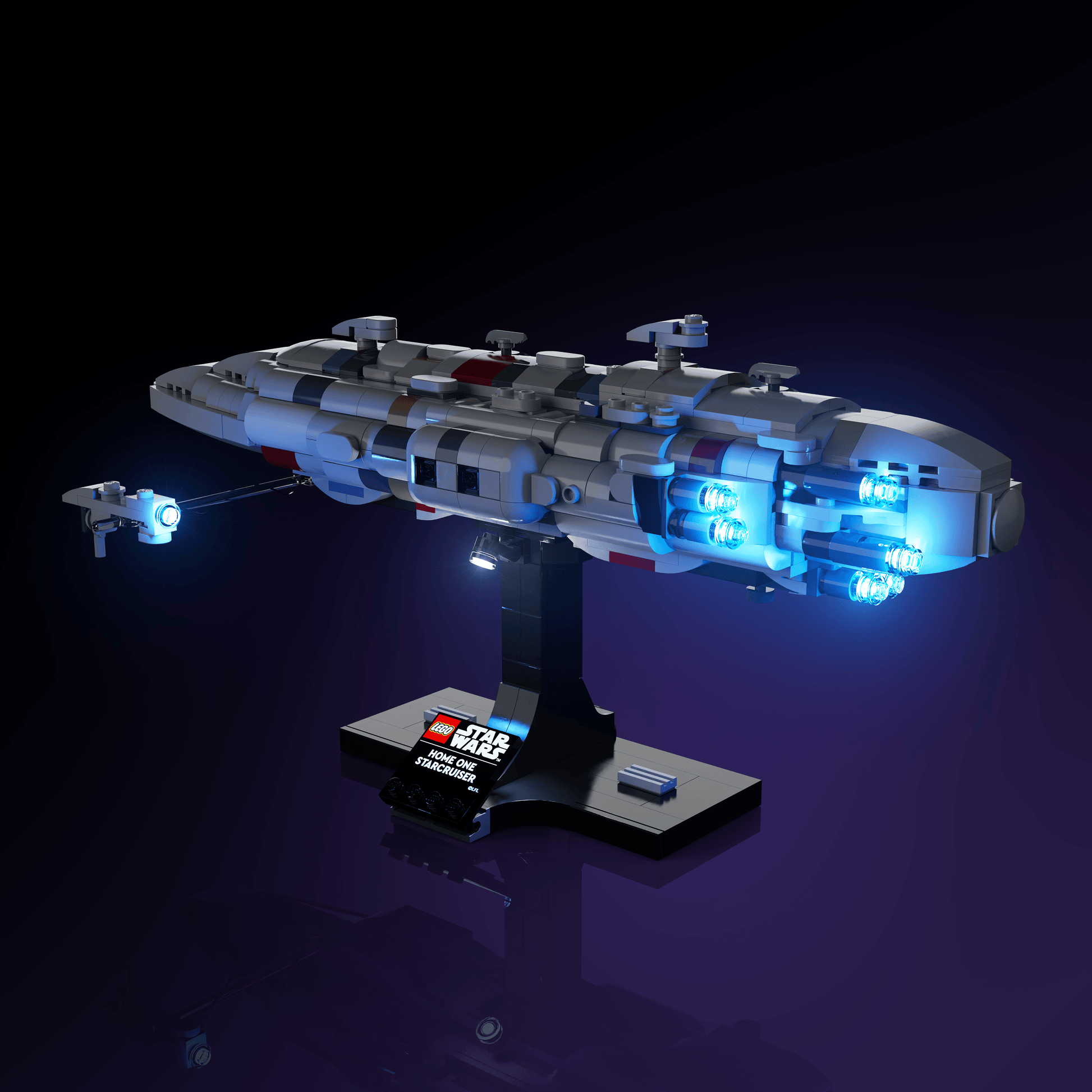 LEGO Star Wars Home One Starcruiser compatible LED kit with color-coded lights pre-cut wires tool-free install and reversible setup