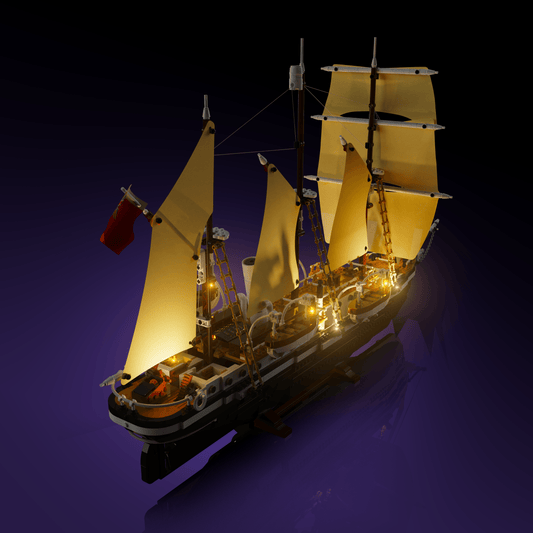 lighting kit for LEGO The Endurance adds illuminated windows interiors and detail to the finished build for shelf display