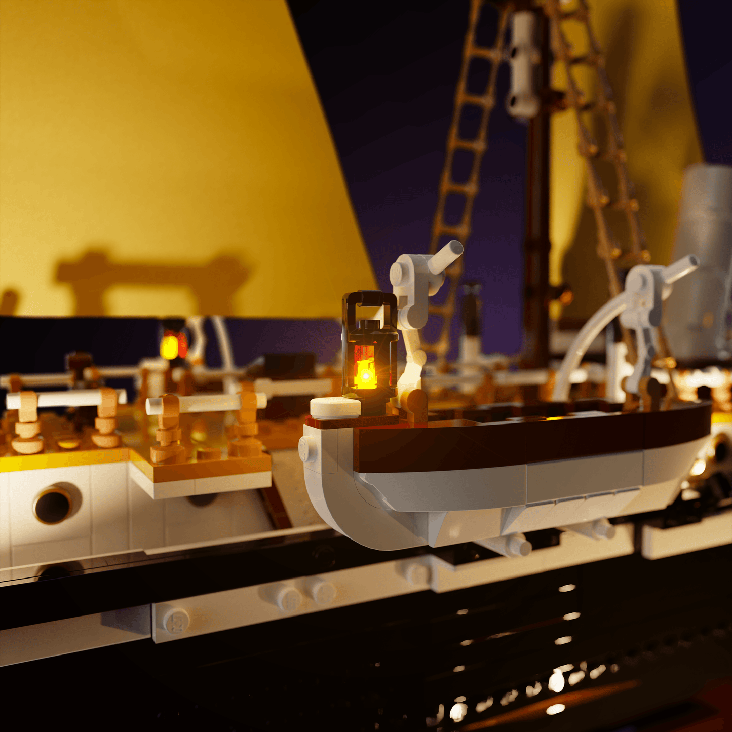 lighting kit for LEGO The Endurance adds illuminated windows interiors and detail to the finished build for shelf display