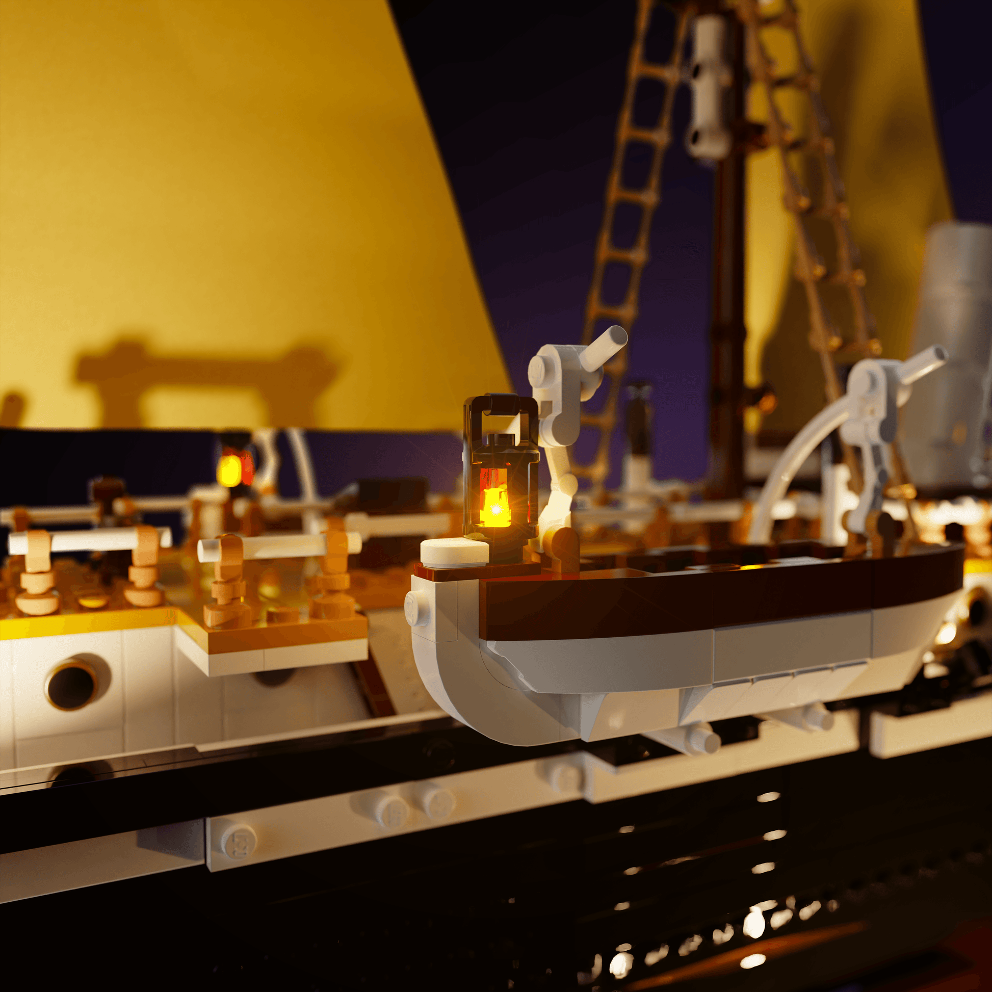 lighting kit for LEGO The Endurance adds illuminated windows interiors and detail to the finished build for shelf display