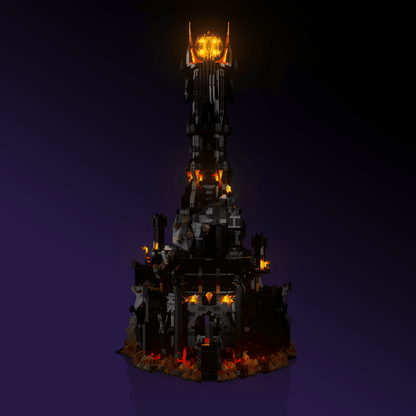 LED light kit for LEGO The Lord of the Rings: Barad-dur model with USB and battery powered glow upgrade for adult builders display
