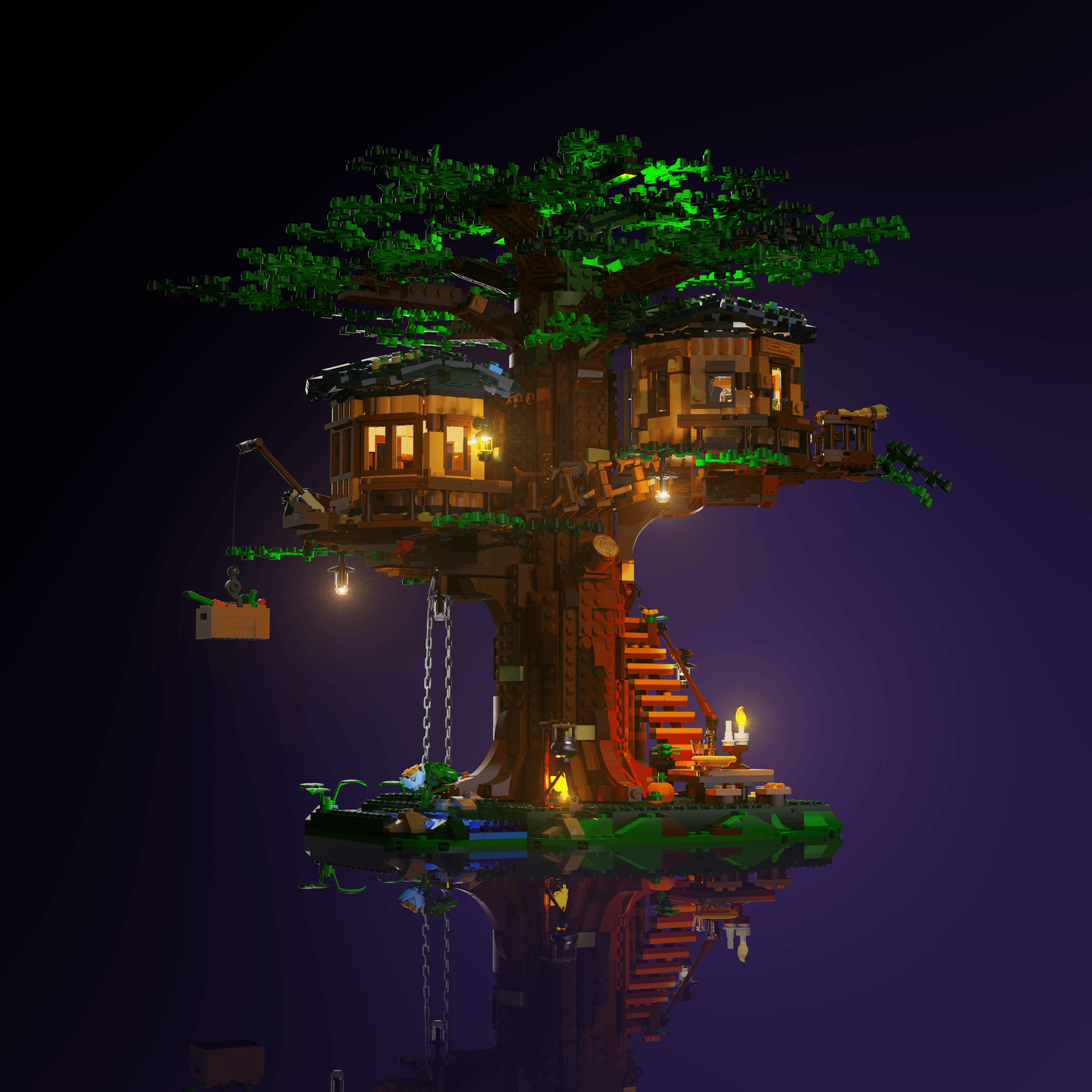 LED light kit for LEGO Tree House model with USB and battery powered glow upgrade for adult builders display