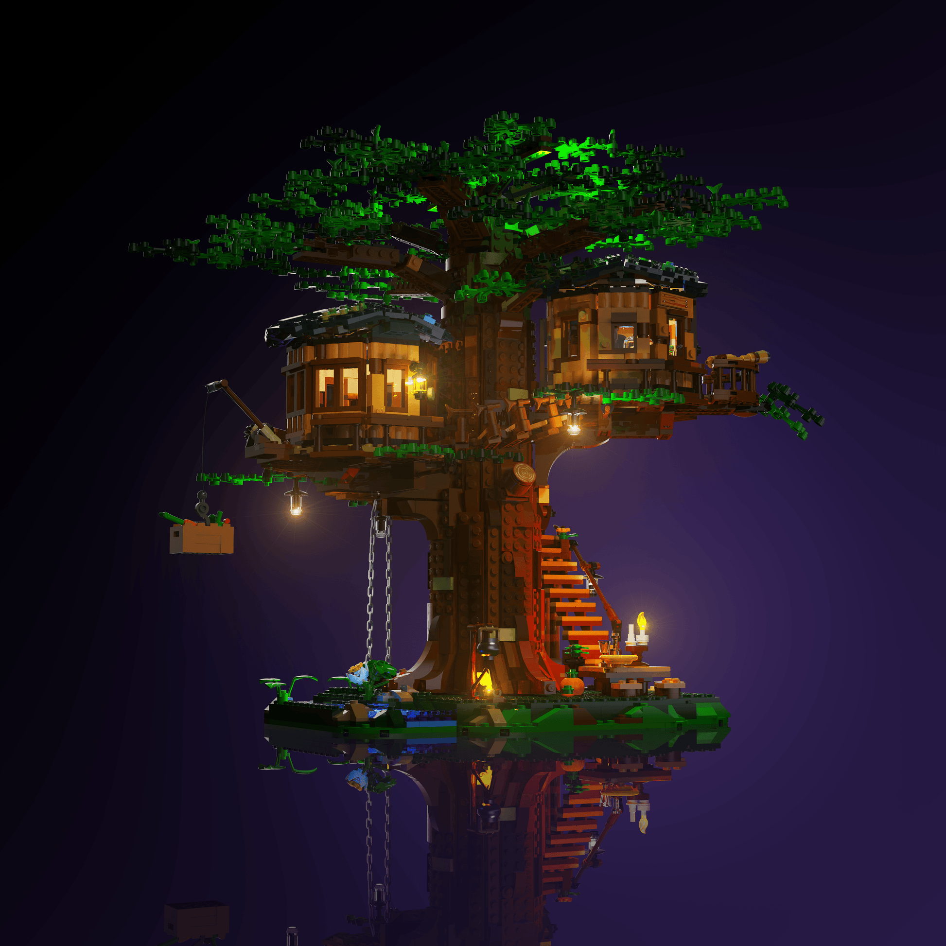 LED light kit for LEGO Tree House model with USB and battery powered glow upgrade for adult builders display