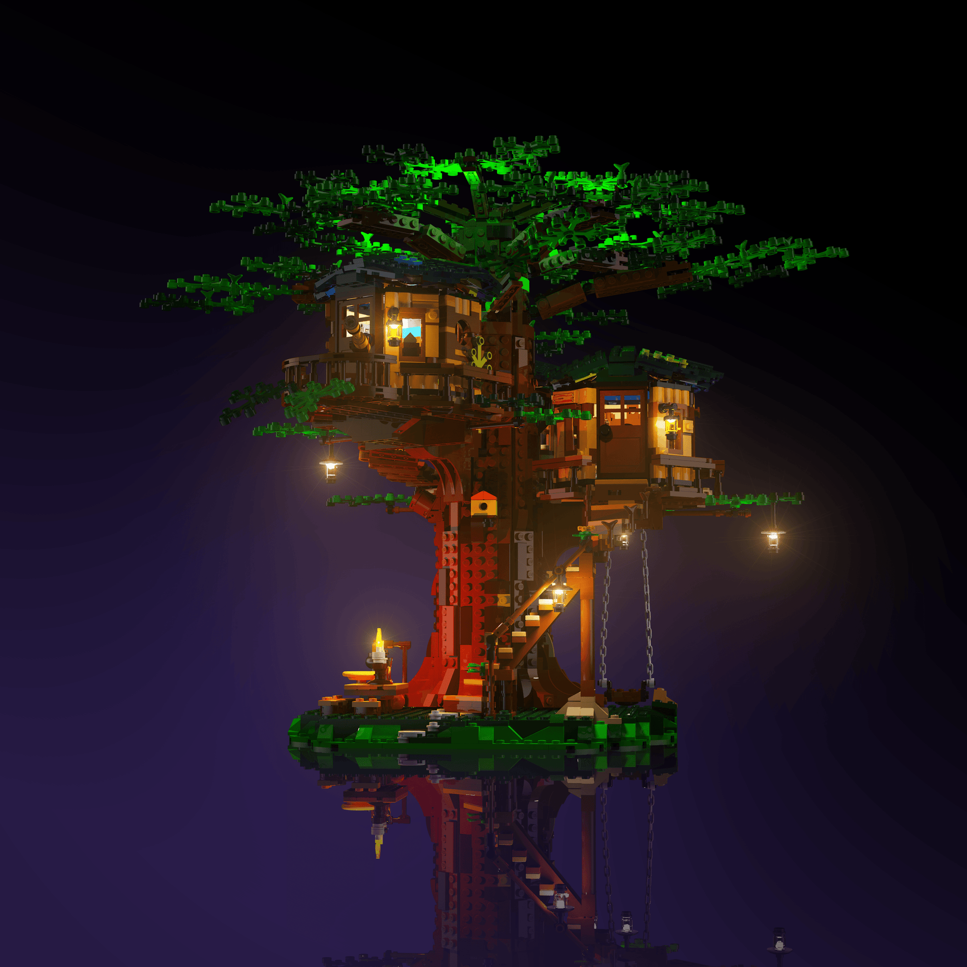LEGO Tree House compatible LED kit with color-coded lights pre-cut wires tool-free install and reversible setup