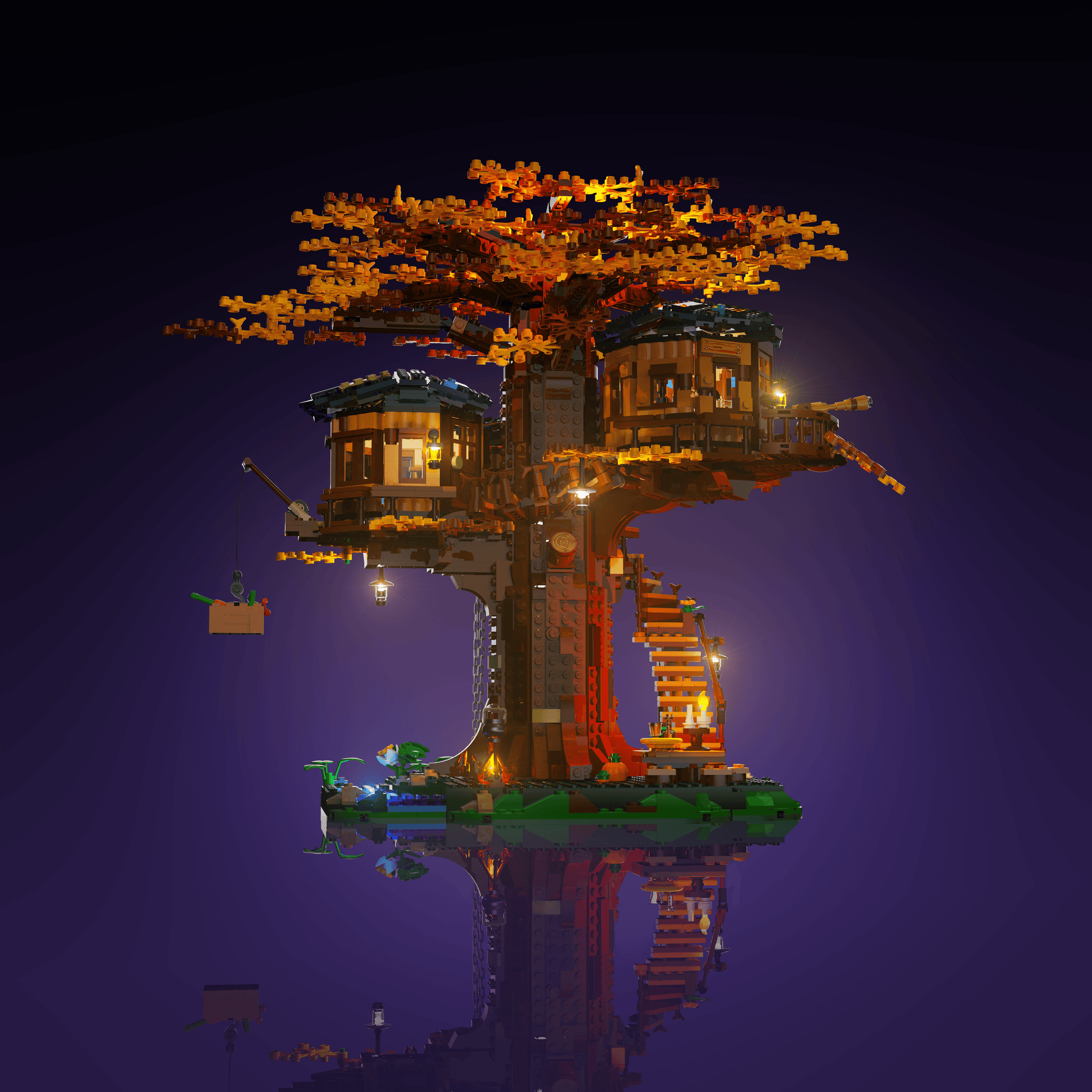 LEGO Tree House compatible LED kit with color-coded lights pre-cut wires tool-free install and reversible setup