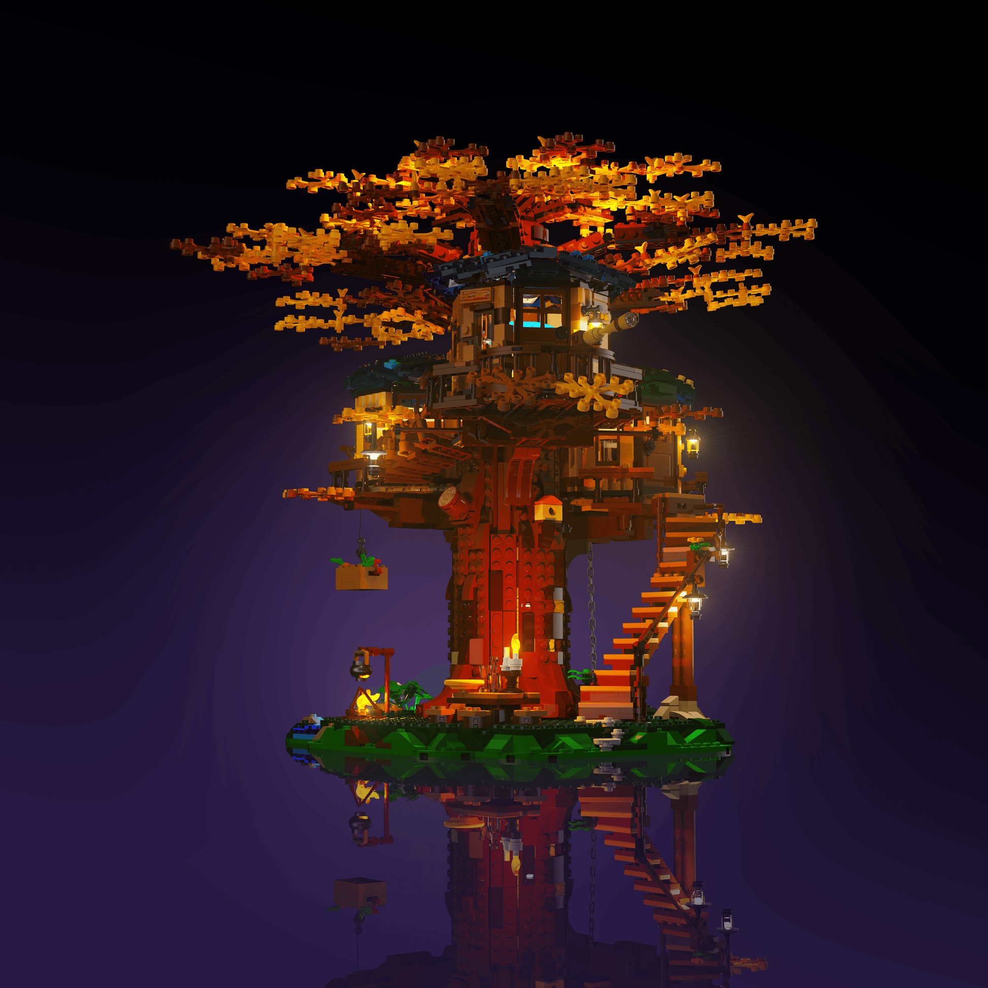 LEGO Tree House compatible LED kit with color-coded lights pre-cut wires tool-free install and reversible setup