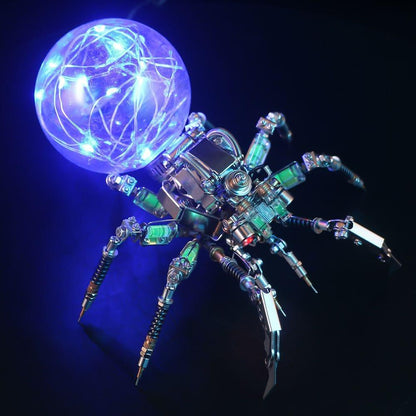 arachnoid robot lamp metal alloy legs optical acrylic sphere blue led for halloween steampunk fan birthday