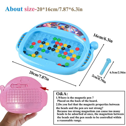 Puzzloria magnetic bead drawing board educational toy for kids fine motor skills development Blue Pink Beige
