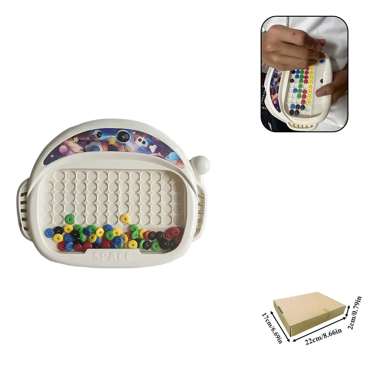 Puzzloria magnetic bead drawing board educational toy for kids fine motor skills development Blue Pink Beige