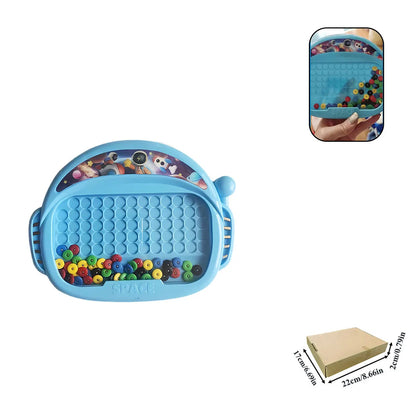 Puzzloria magnetic bead drawing board educational toy for kids fine motor skills development Blue Pink Beige