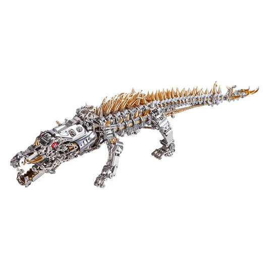 mechanical crocodile 3d metal sculpture kit 52 cm articulated stainless steel display model for adult builders