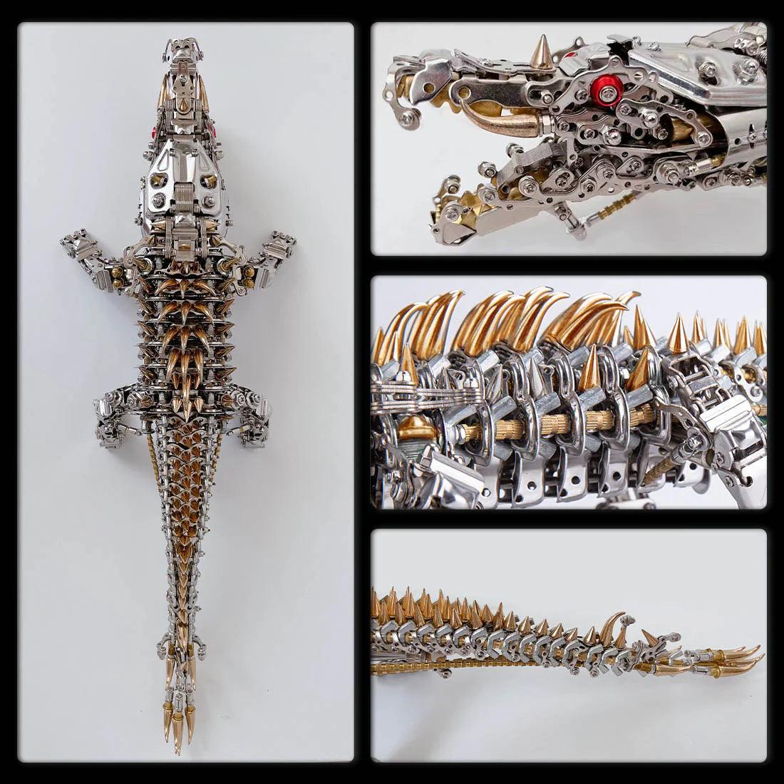 mechanical crocodile 3d metal sculpture kit 52 cm articulated stainless steel display model for adult builders