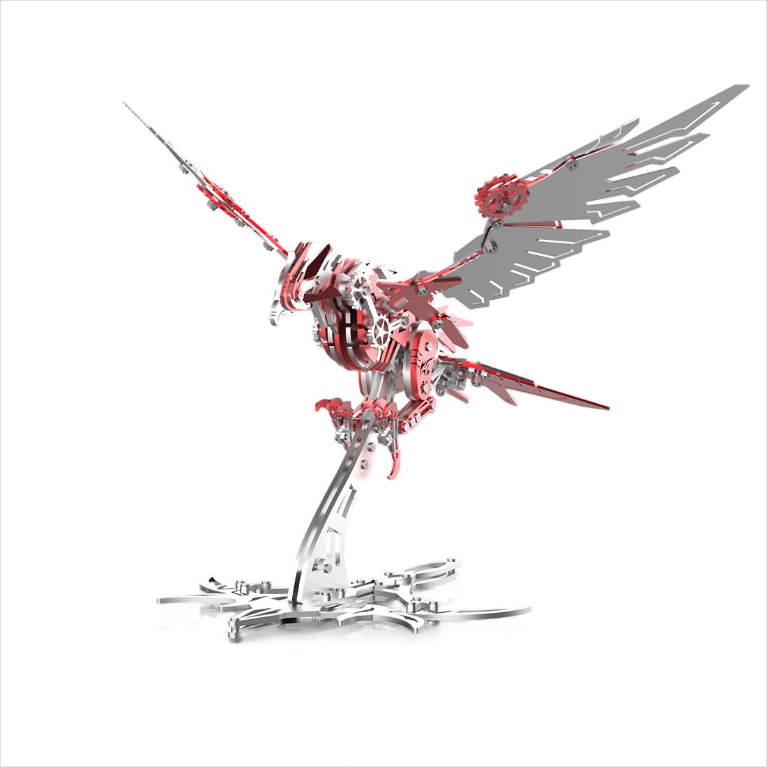 red mechanical eagle predator falcon 3d metal model kit bionic flapping wing bird statue collectible adult kit - Gold Eagle, Silver Eagle, Red Eagle