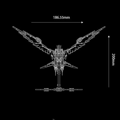 mechanical eagle predator falcon dimensions 186mm wingspan 200mm height 3d metal model kit scale spec render - Gold Eagle, Silver Eagle, Red Eagle