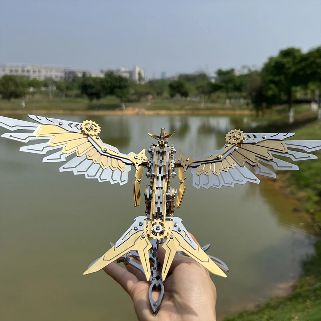 mechanical eagle predator falcon hand-held scale shot gold 3d metal stainless steel model kit collectible bird - Gold Eagle, Silver Eagle, Red Eagle
