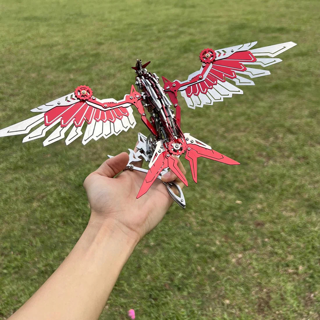 red mechanical eagle predator falcon outdoor lifestyle 3d metal stainless steel bionic bird flapping wing model - Gold Eagle, Silver Eagle, Red Eagle