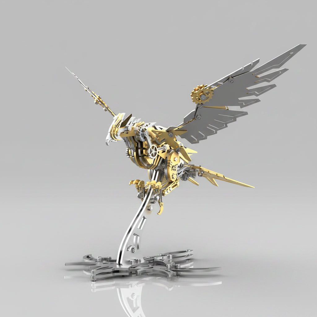 silver mechanical eagle predator falcon 3d metal model kit hero side angle DIY adult hobby steampunk display gift - Gold Eagle, Silver Eagle, Red Eagle