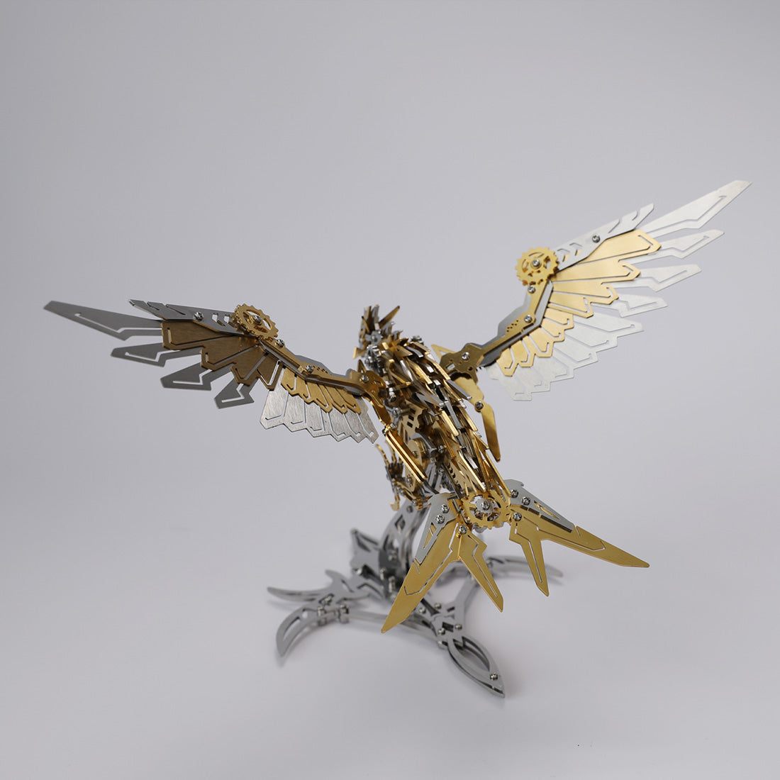mechanical eagle predator falcon wings spread back view 3d metal stainless steel model kit gold steampunk display - Gold Eagle, Silver Eagle, Red Eagle