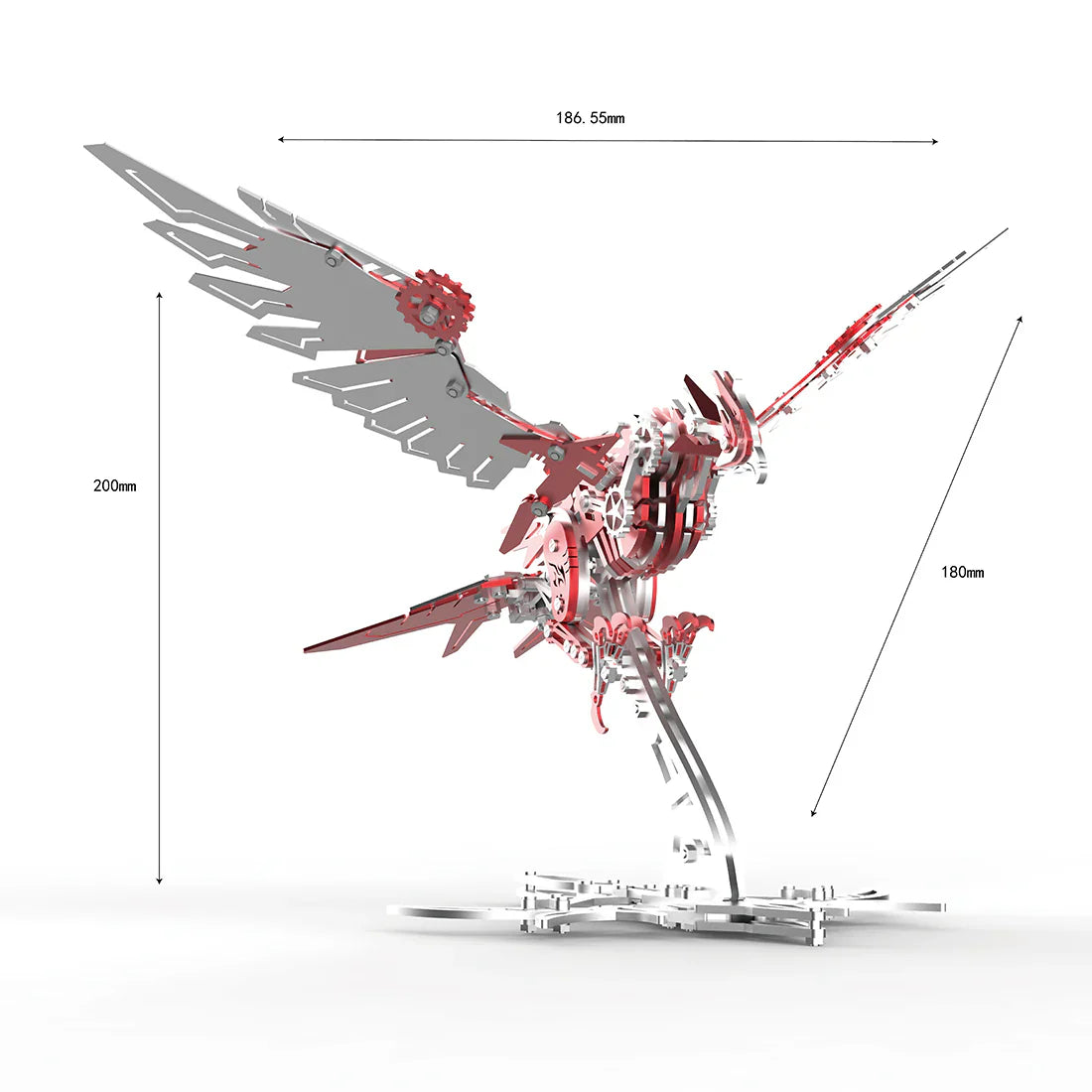 red mechanical eagle predator falcon dimensions 186mm wingspan 200mm height 3d metal model kit scale spec - Gold Eagle, Silver Eagle, Red Eagle