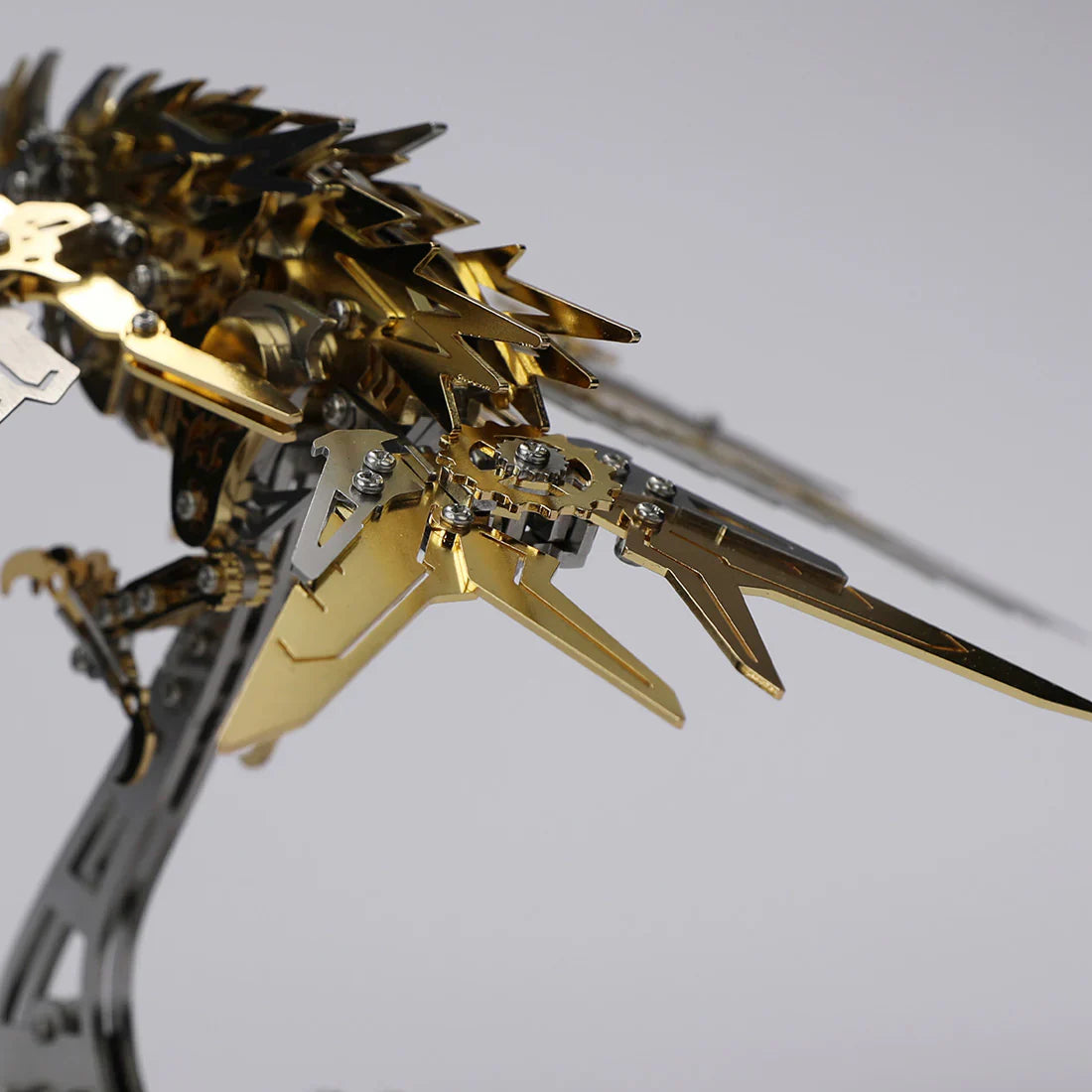 mechanical eagle predator falcon head close-up gold 3d metal stainless steel laser-cut model kit gear detail - Gold Eagle, Silver Eagle, Red Eagle