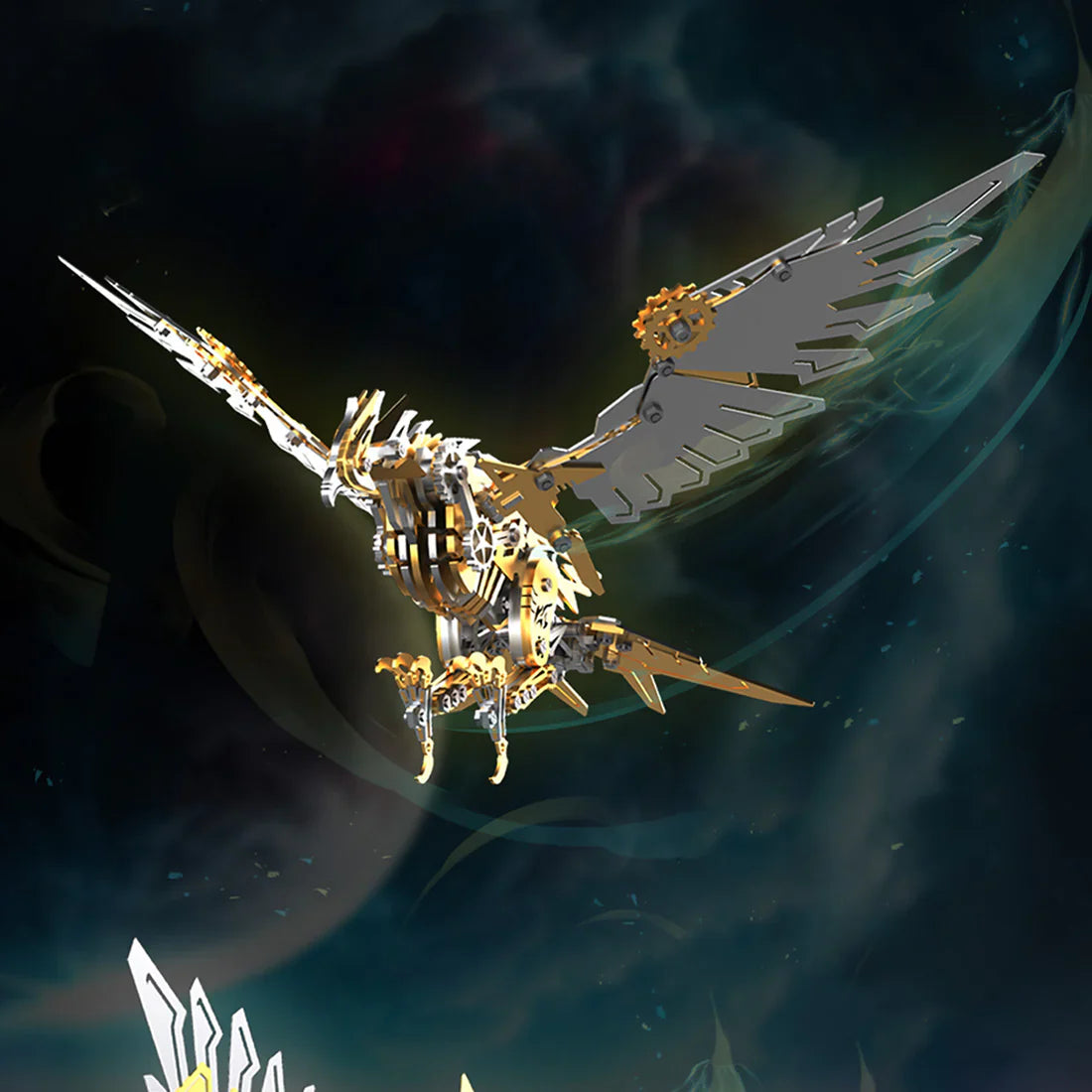 mechanical eagle predator falcon gold cosmic display 3d metal stainless steel model kit bionic flapping wing - Gold Eagle, Silver Eagle, Red Eagle