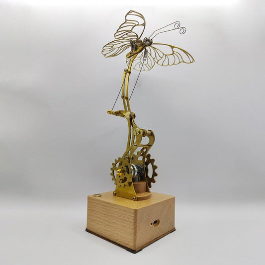 mechanical flying butterfly kinetic sculpture DIY brass walnut model kit wireless charging desk display MP0020, MP0023
