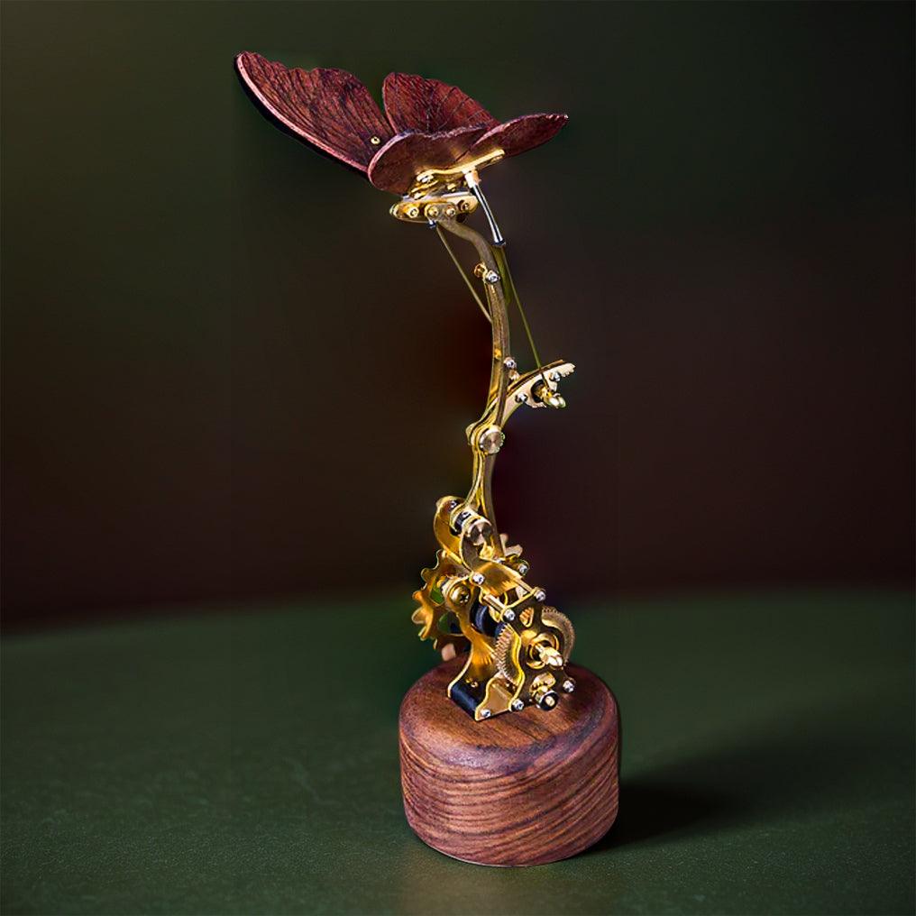 flying butterfly kinetic sculpture for desk wireless charging powered wings brass walnut DIY assembly MP0020, MP0023