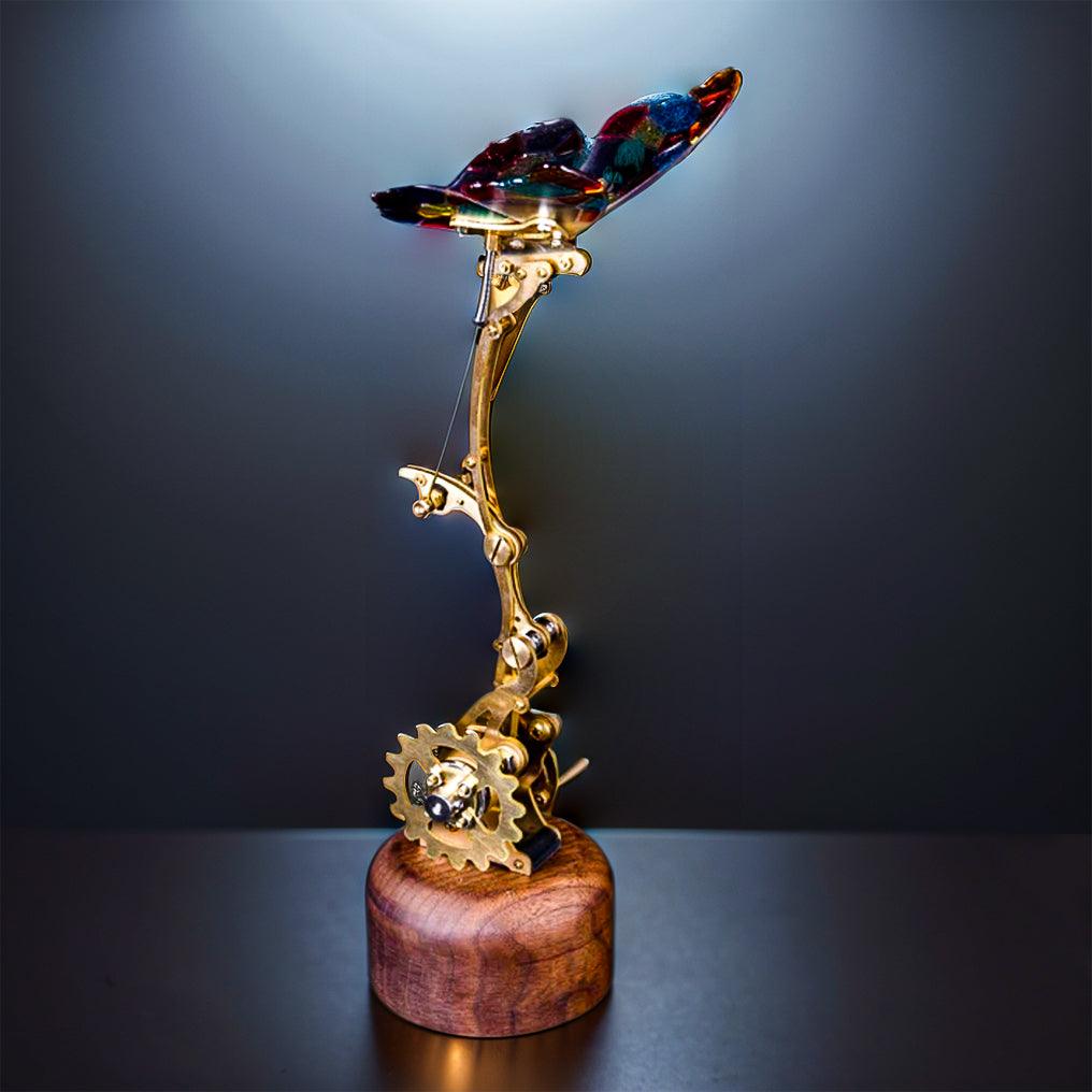 brass walnut butterfly DIY kit wireless charging stepless speed control kinetic art mechanical sculpture MP0020, MP0023