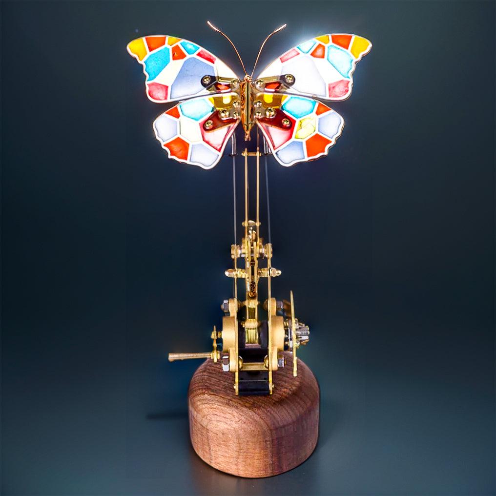 flying butterfly kinetic sculpture for desk wireless charging powered wings brass walnut DIY assembly MP0020, MP0023