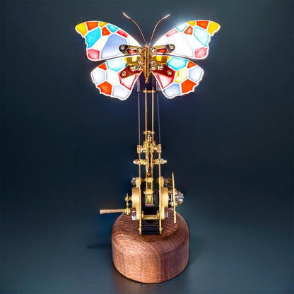 flying butterfly kinetic sculpture for desk wireless charging powered wings brass walnut DIY assembly MP0020, MP0023