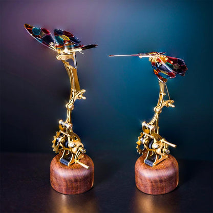 mechanical flying butterfly kinetic sculpture DIY brass walnut model kit wireless charging desk display MP0020, MP0023