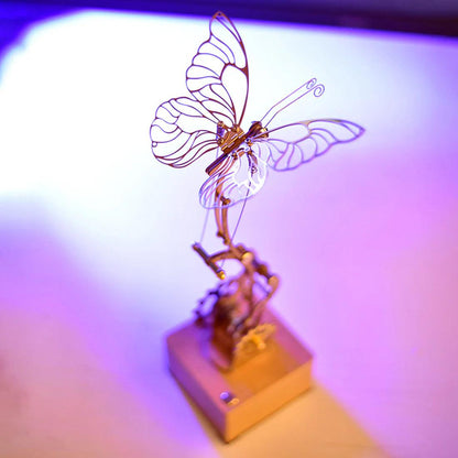 DIY 3d flying butterfly mechanical model kit brass walnut adjustable speed kinetic art centerpiece MP0020, MP0023