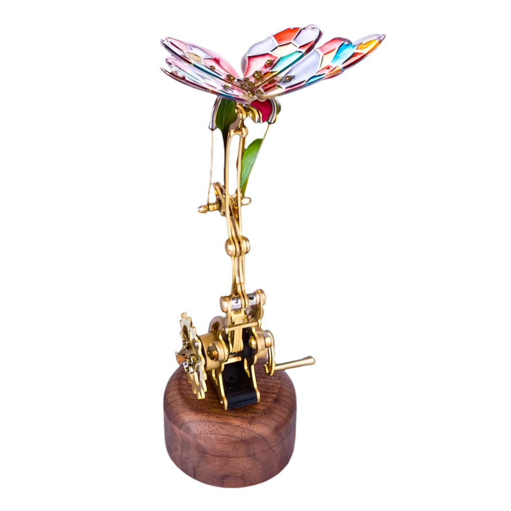 flying butterfly kinetic sculpture for desk wireless charging powered wings brass walnut DIY assembly MP0020, MP0023