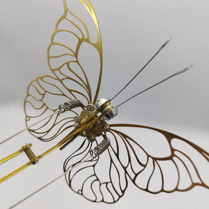 DIY 3d flying butterfly mechanical model kit brass walnut adjustable speed kinetic art centerpiece MP0020, MP0023