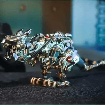 metal dragon model kit mechanical torso legs and tail joints showing the geared assembly for adult builders, Blue, Colorful