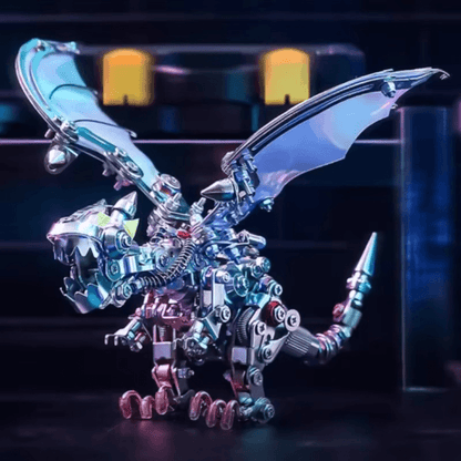 mechanical dragon metal assembly kit adult craft project taking around seven hours of focused building, Blue