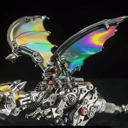 3d metal dragon puzzle rainbow wing finish fantasy sculpture gift for teens and adult model builders, Colorful