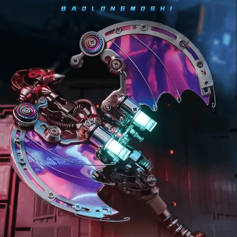 3d metal dragon model kit lit display for dragon fans decorating a study or games room shelf, Purple Red