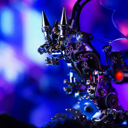 metal dragon puzzle kit mechanical body panels and gear detail for adult builders who like engineering models, Blue, Colorful
