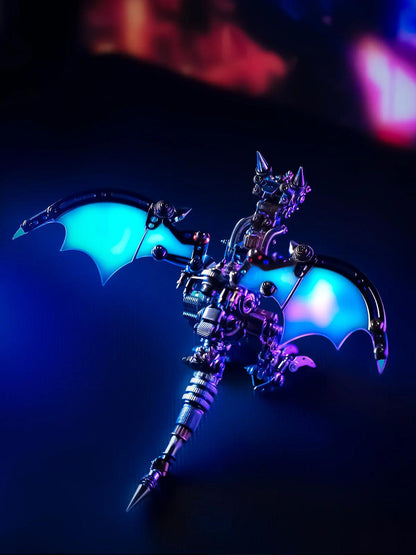 3d metal dragon puzzle kit glowing wing panels for a bedroom shelf or office desk fantasy display piece, Blue