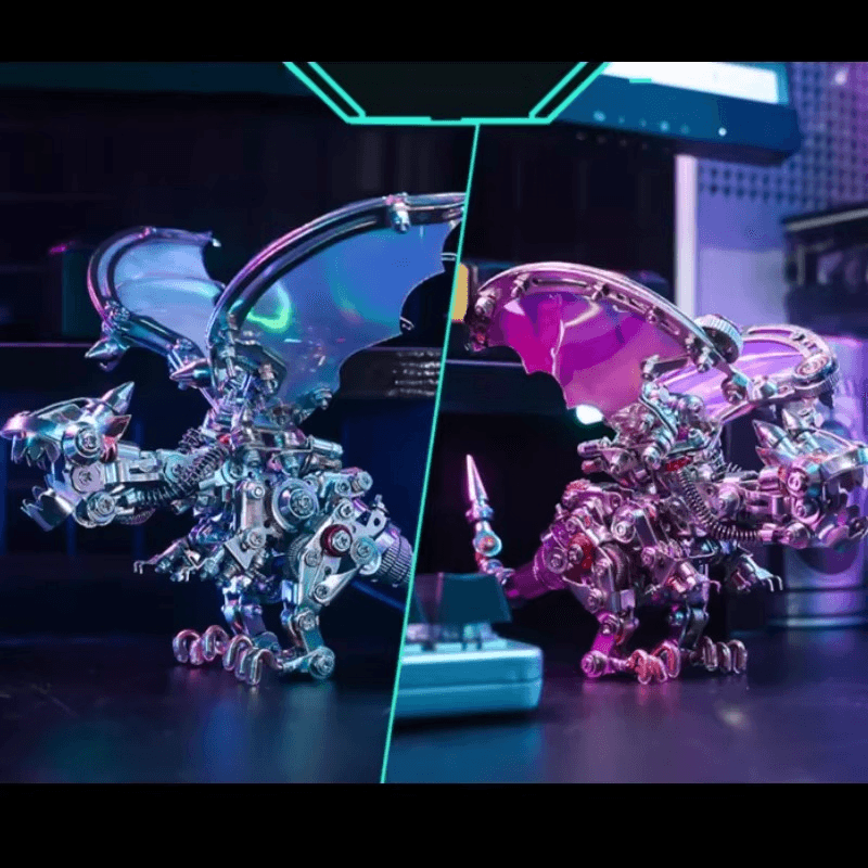 3d metal dragon puzzle kit wing finish options together for collectors choosing a version before building, Blue, Purple Red